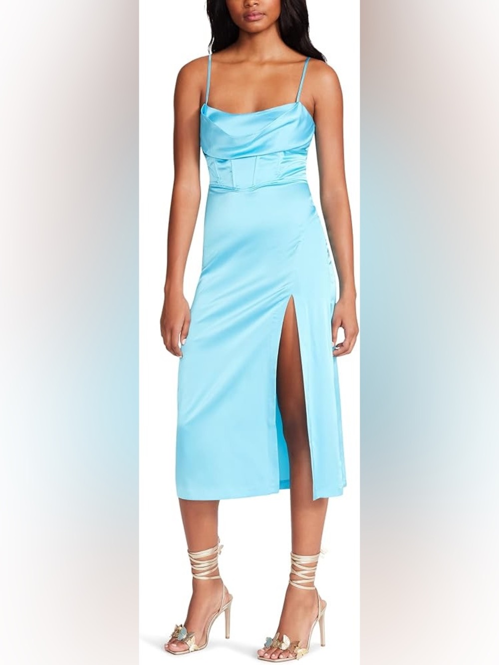 Steve MaddenElegant Light Blue Maxi Dress with Front Slit